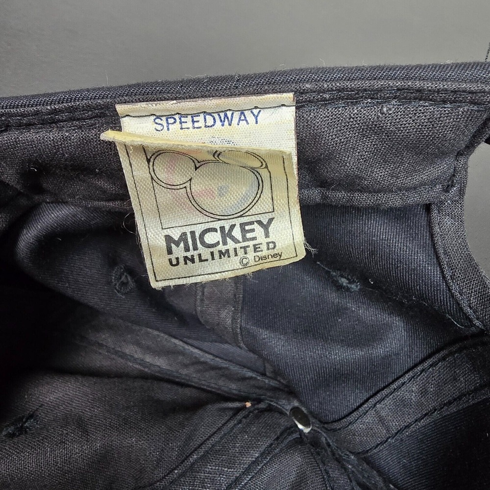 VINTAGE Disney Hat Cap Mens One Size Black Mickey Mouse Unlimited Logo 80s 90s - Picture 8 of 8